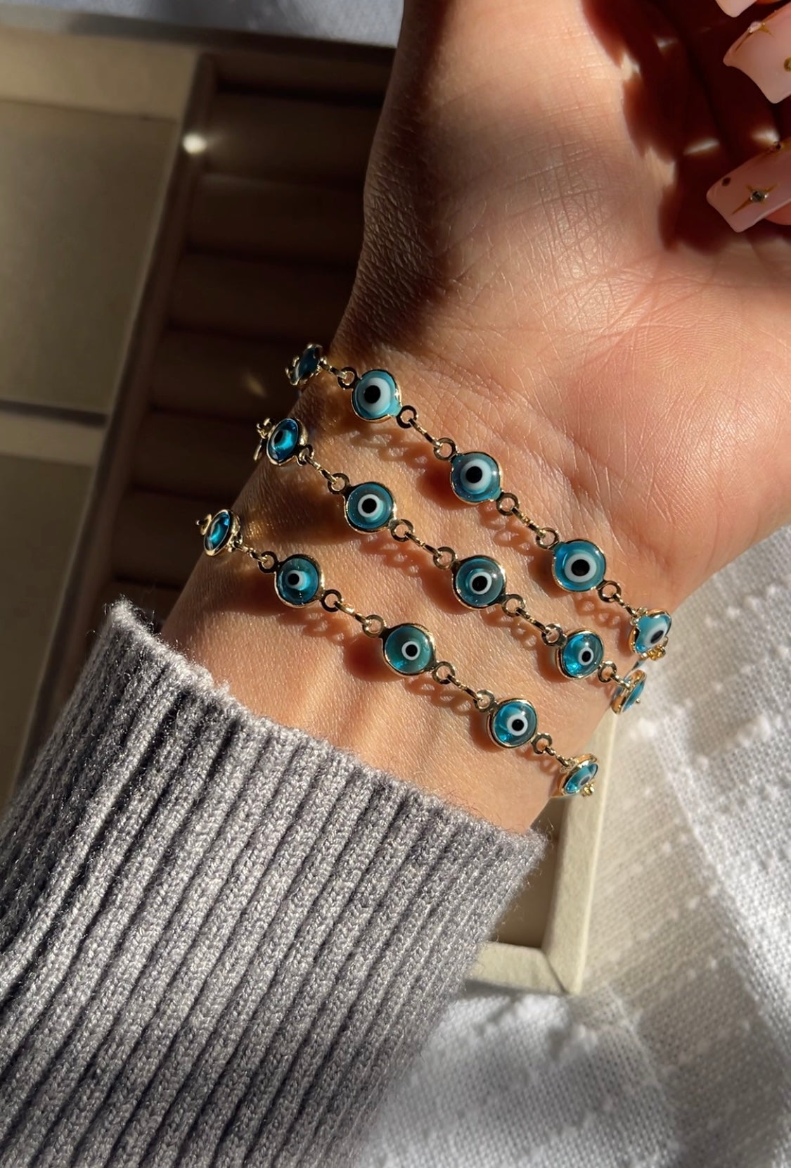 Light Blue Evil Eye Bracelet